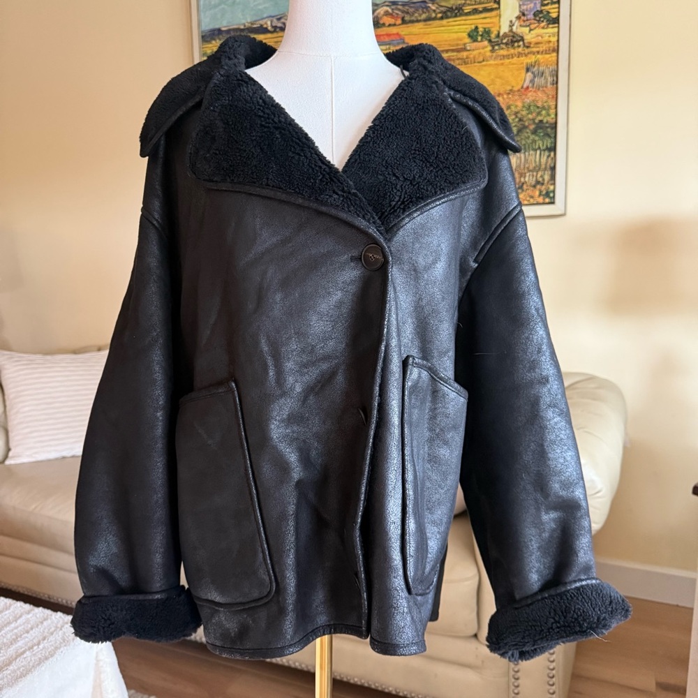 ZARA Black Shearling Jacket